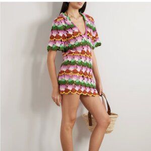 FARM Rio Multicolor Crochet Mini Dress
